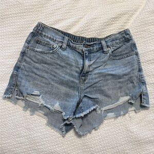 Aerie Denim Distressed Shorts - elastic waist